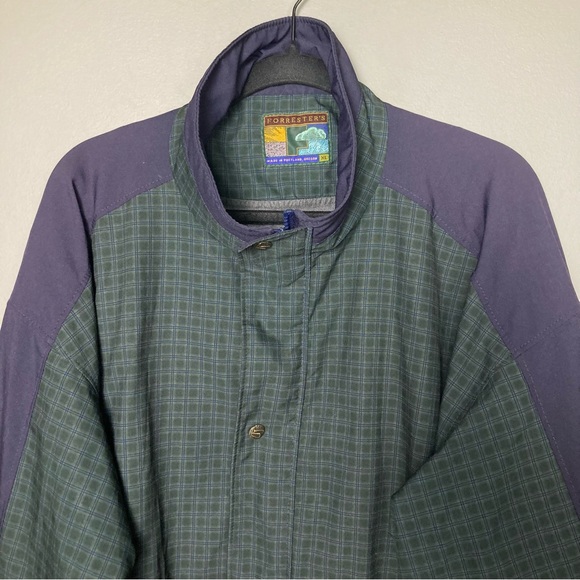 90s Vtg Forrester’s Windbreaker XL Gore-Tex glen plaid made in Oregon blue green - Picture 13 of 16